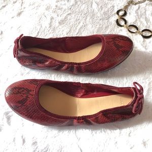 Cole Haan Python-Embossed Leather Ballet Flats